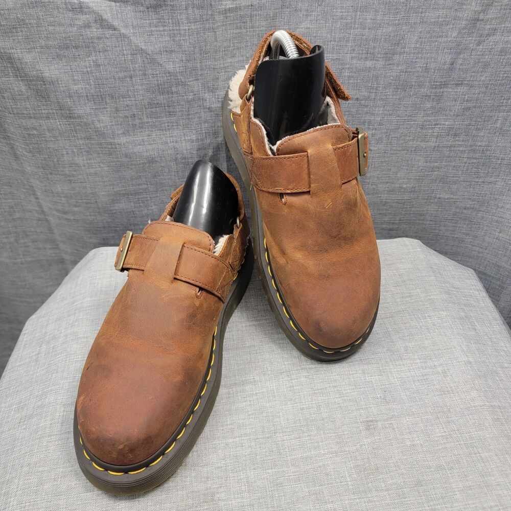 Dr. Martens Jorge II Mules - Faux Fur Lined Leather Slingback Cashew Women Sz 9